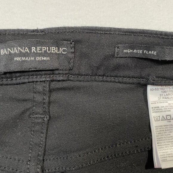 Banana Republic High Rise Flare Jean Size 31 Long Deep Black - Picture 15 of 16